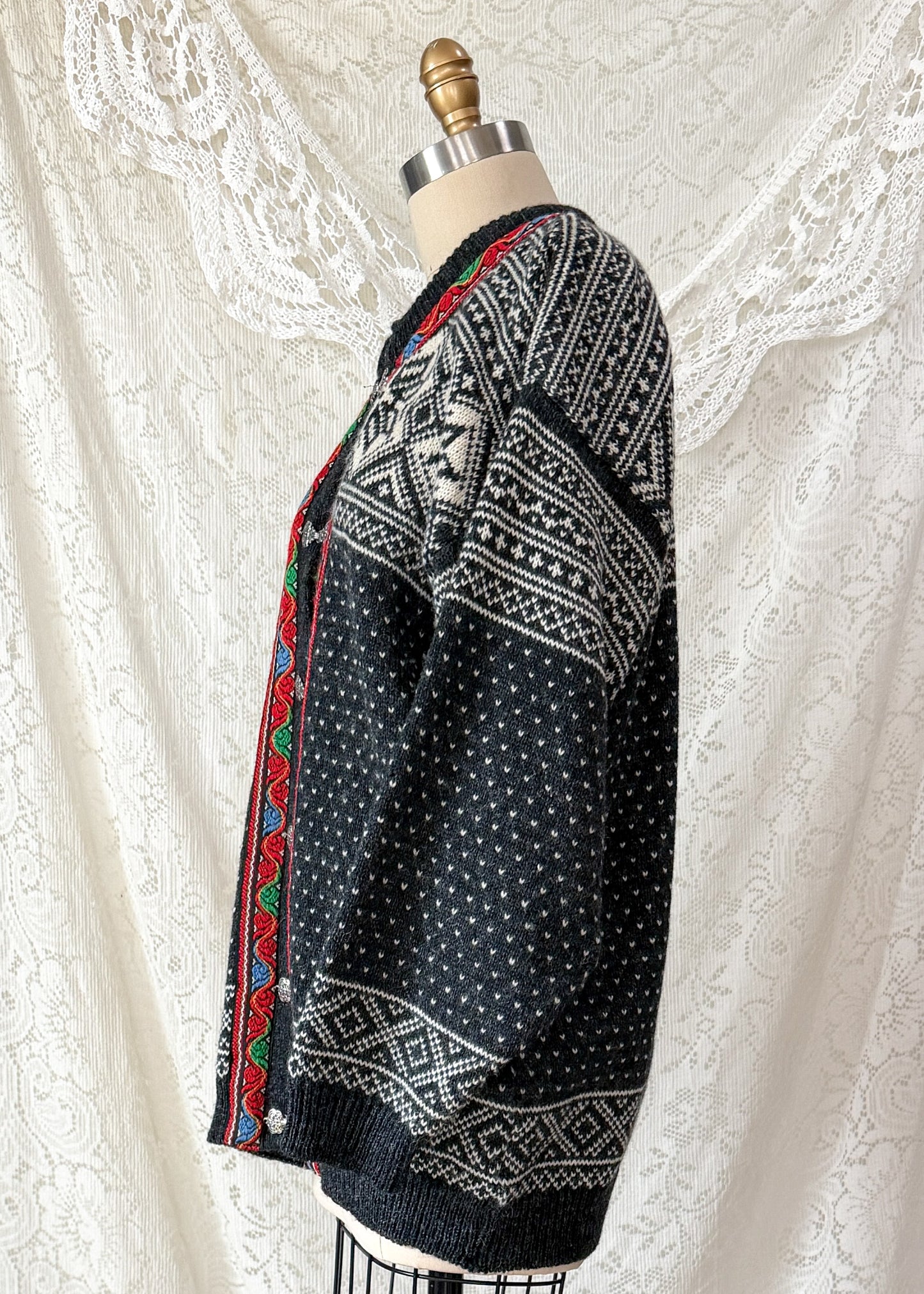 Vintage 90s Sweater Market Copenhagen Fair Isle Nordic Cardigan Sweater (L)