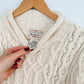 Yarnworks Handknit Cozy Cream Heavy Knit Roll Neck Sweater (M)