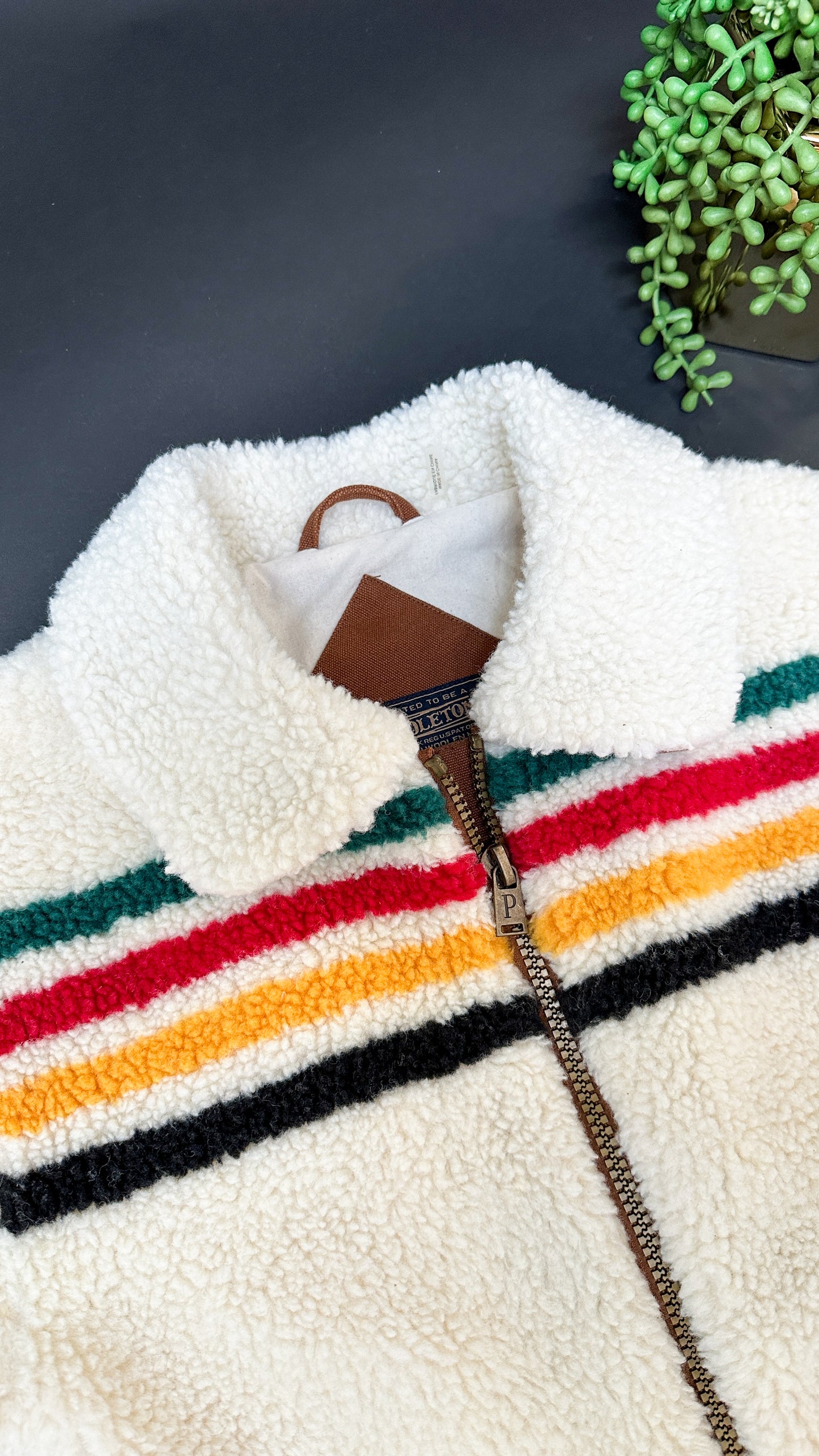 Pendleton Glacier Sunset Stripe Sherpa Fleece Coat (S)