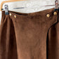 Vintage Chocolate Brown Suede A-Line Wrap Skirt