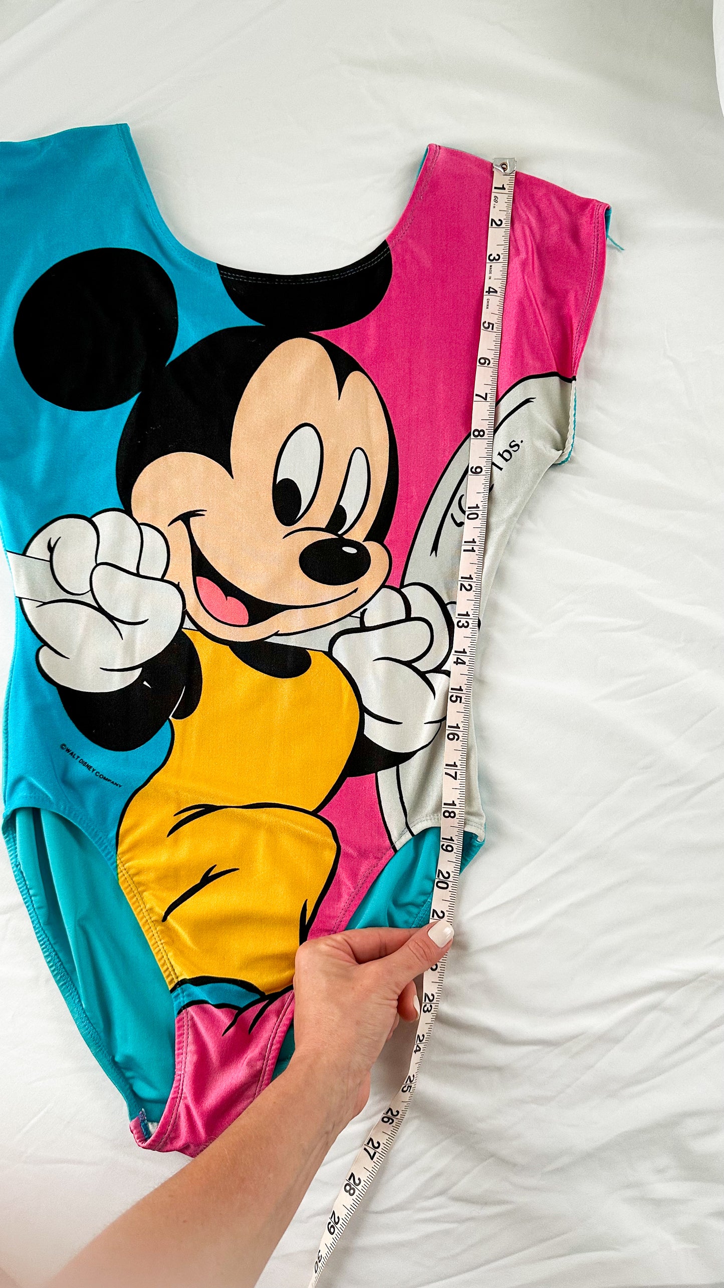 Vintage 90s Disney Mickey Mouse Blue Pink Exercise Leotard One Piece (M)