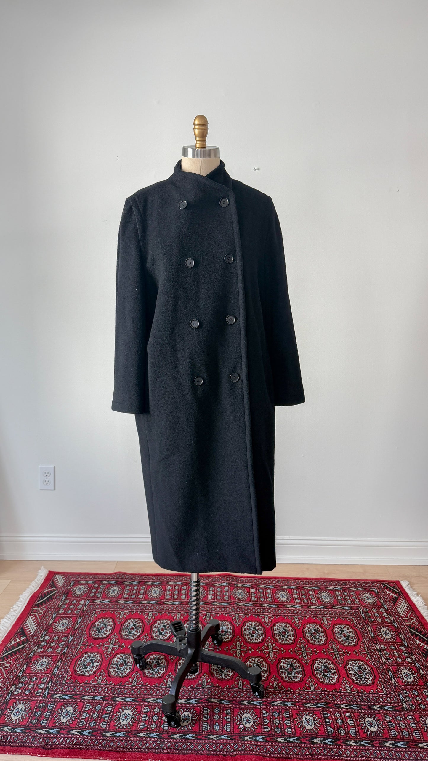 Max Mara Black Wool Long Coat (US 14)