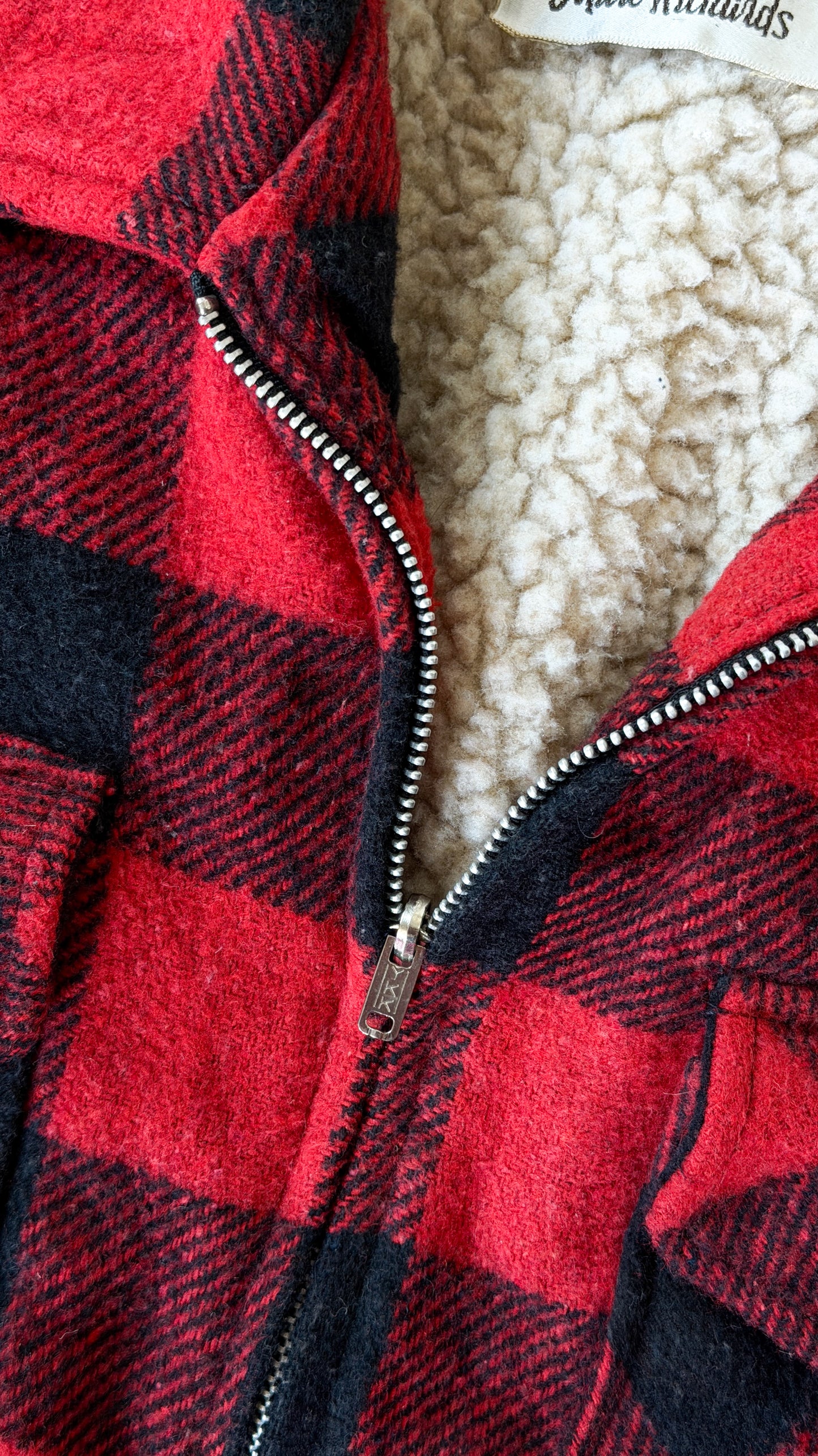 Vintage Marc Richards Classic Buttalo Plaid Sherpa Fleece Lined Insulated Jacket (M)