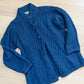 Vintage Aran Crafts Ireland Teal Blue Wool Cable Knit Cardigan Jacket (L)