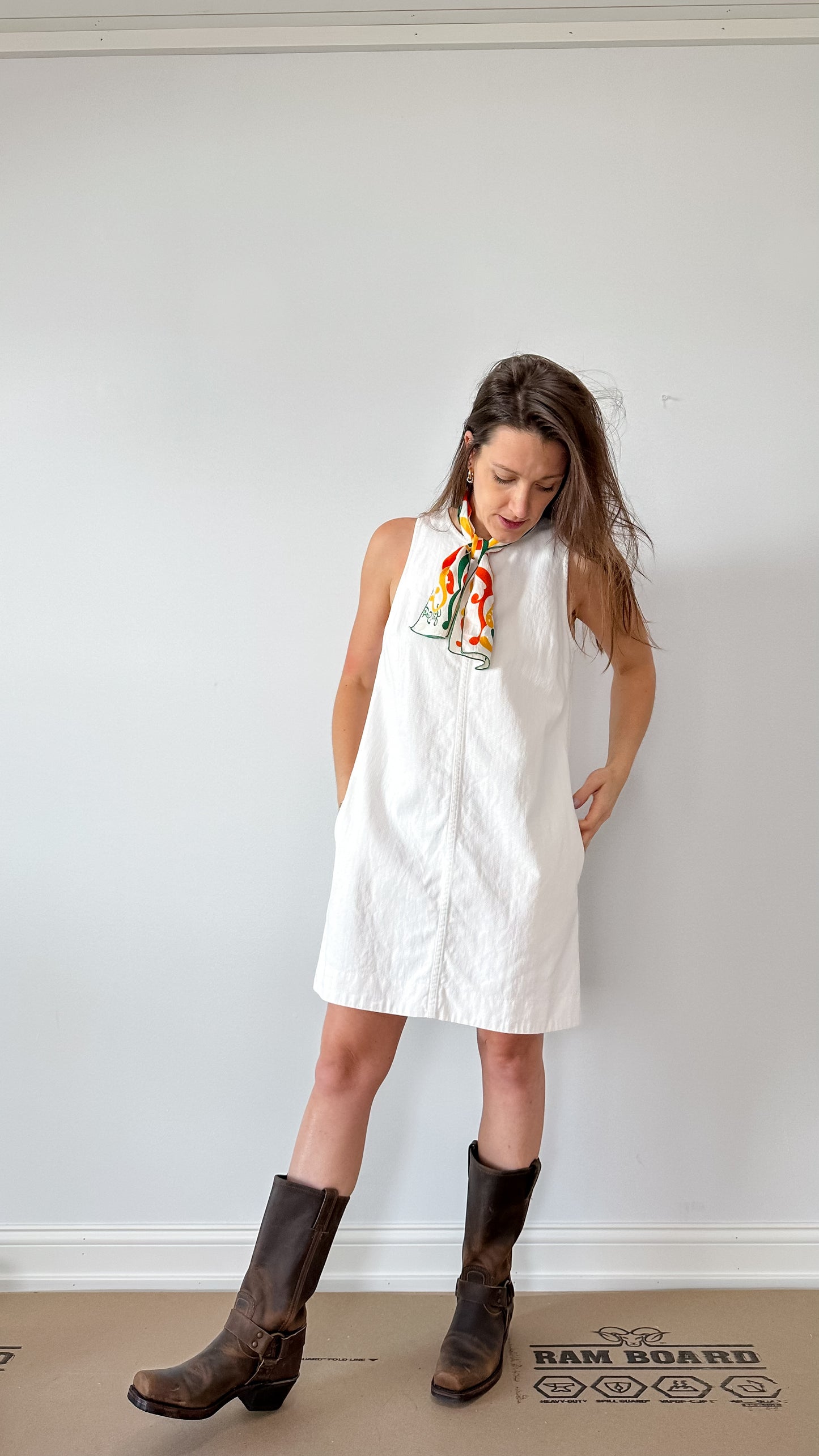 J.Crew White Denim Jumper Dress (10 or M)