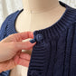 Vintage 90s American Eagle For Her Navy Embroidered Cardigan Sweater (M)