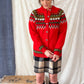 Vintage Dale of Norway Red Nordic Fair Isle Wool Cardigan