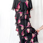 Vintage Russell Trusso Black Silk Embellished Tiered Dress (L/XL)