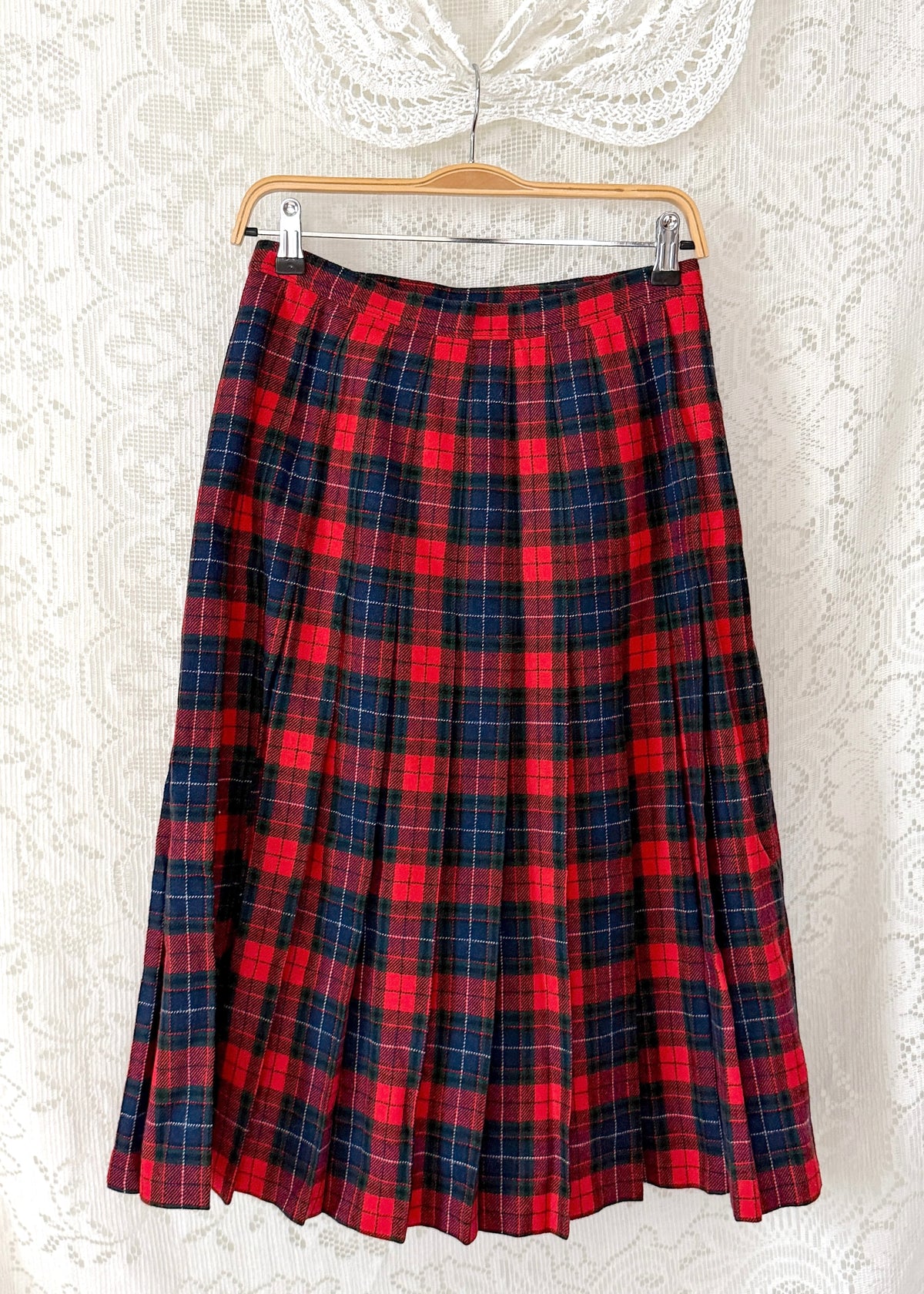 Vintage 80s Pendleton Manson Tartan Plaid Wrap Pleat Kilt Skirt