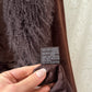 Vintage Chocolate Brown Suede Leather & Mongolian Lamb Fur Collar Penny Lane Coat (M)