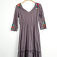 Johnny Was Gray Floral Embroidered Elbow Length Sleeve Dress (S)