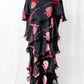 Vintage Russell Trusso Black Silk Embellished Tiered Dress (L/XL)