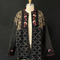 Icelandic Designs Brown & Black Floral Embroidered Wool Zip Knit Jacket Sweater (XL)