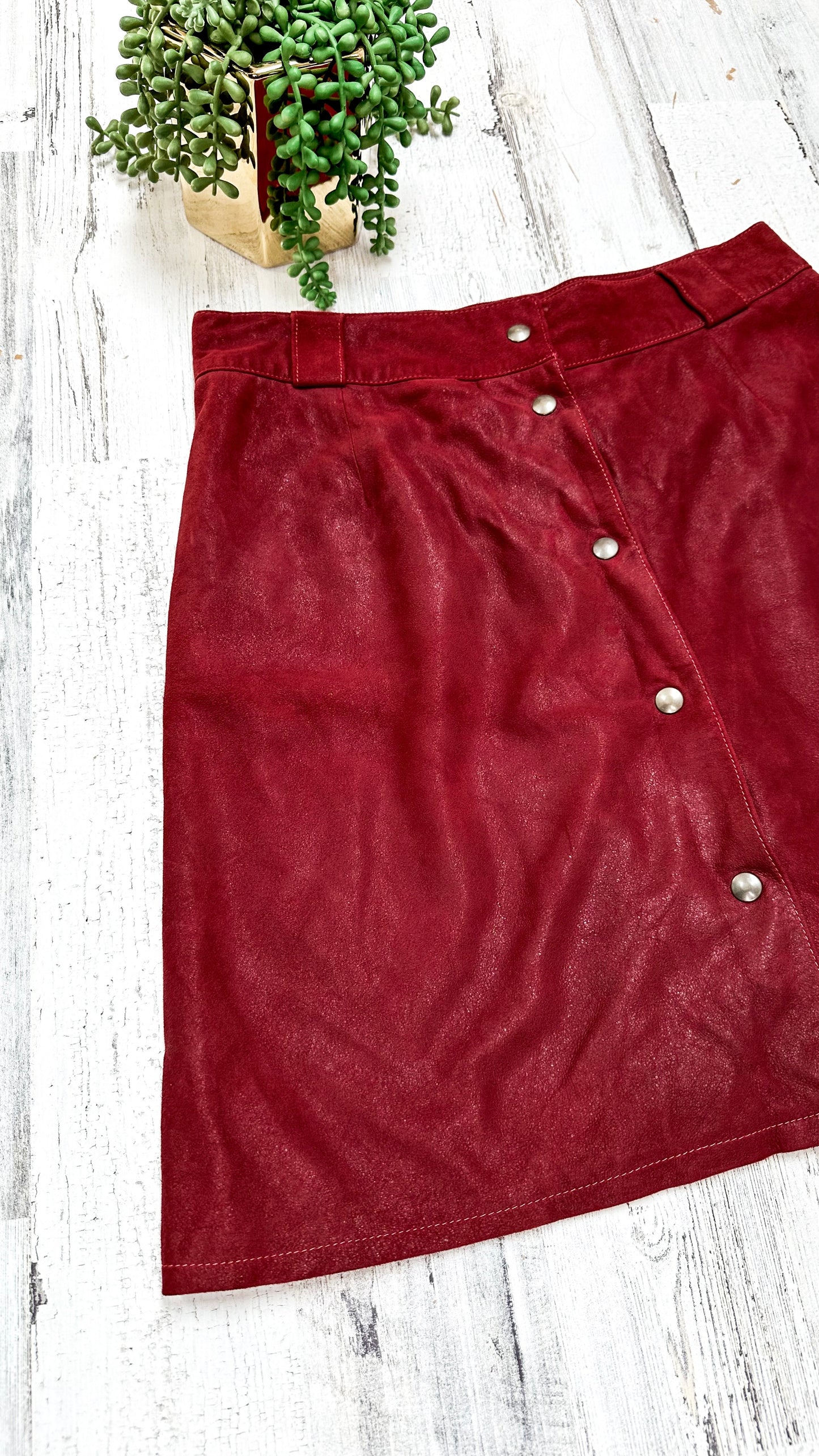 Vintage Nazareno Gabrielli Dark Red Soft Leather Skirt (IT 46 or US 8)