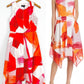 Donna Karan Pink and Orange Abstract Handkerchief Hem Zip Front Dress (4)