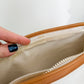 Vintage 80s Celine White & Brown Leather Pouch Clutch Purse