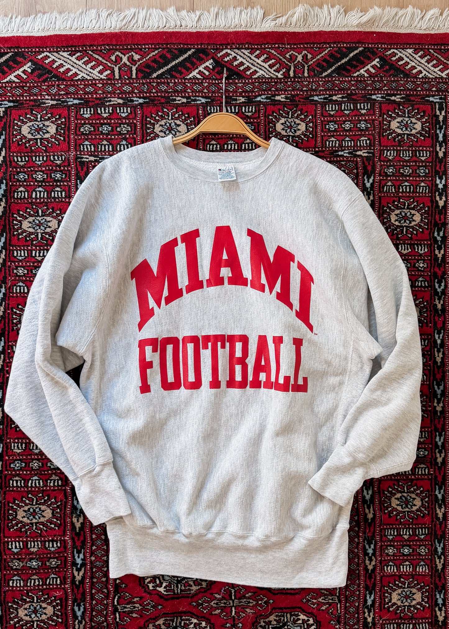 Vintage 90s Champion Reverse Weave Miami Football Sweatshirt Gray XXL USA