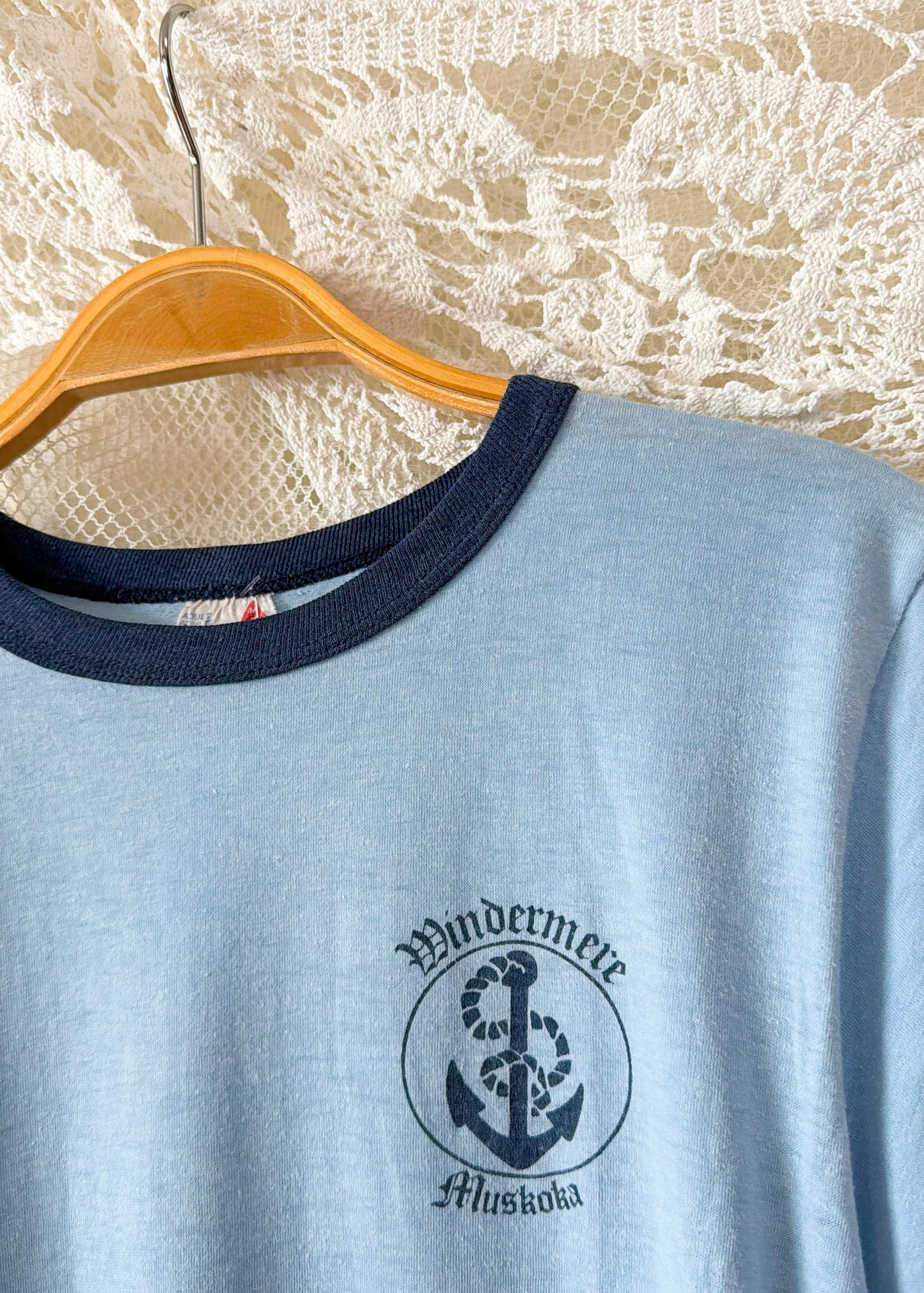Vintage 80s Windermere Muskoka Canada Blue Ringer Penmans Tee Shirt