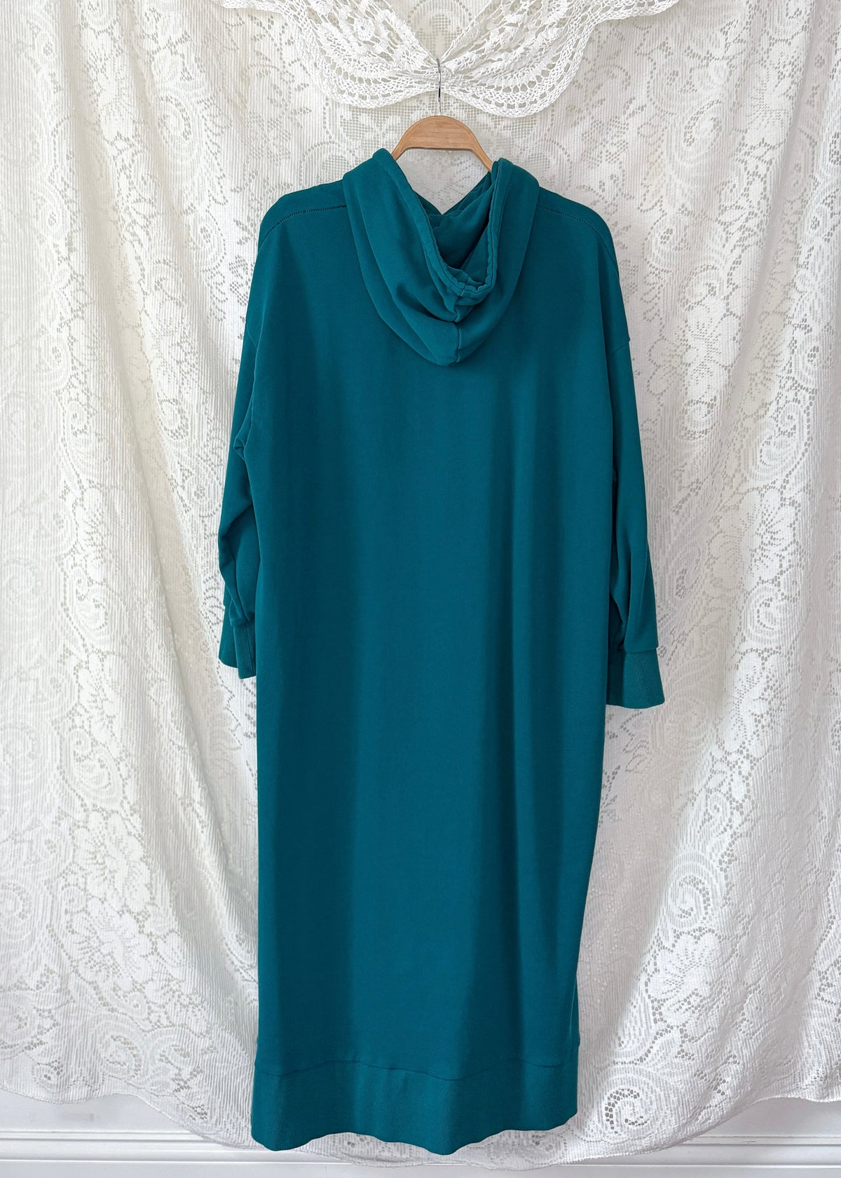 Nap Loungewear Pullover Hoodie Dress in Teal Blue (M)