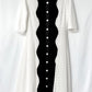 London Coat Company ' Noir ' Ivory & Black Contrast Shell Button Dress (EU 42 or US 10)