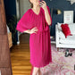 Vintage Chisholm Halle Magenta Dark Pink Pleated Cape Top Dress (M)