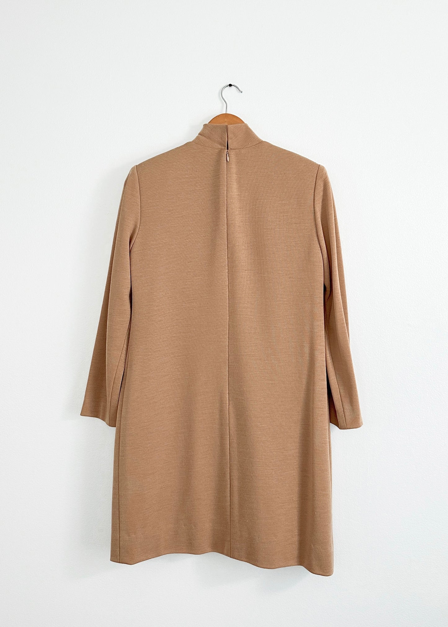 Vintage 90s Dominic Rompollo Timeless Camel Brown Shift Dress (8)