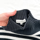 White + Warren Navy White Heavy Knit Stripe Mock Neck Sweater (XS)