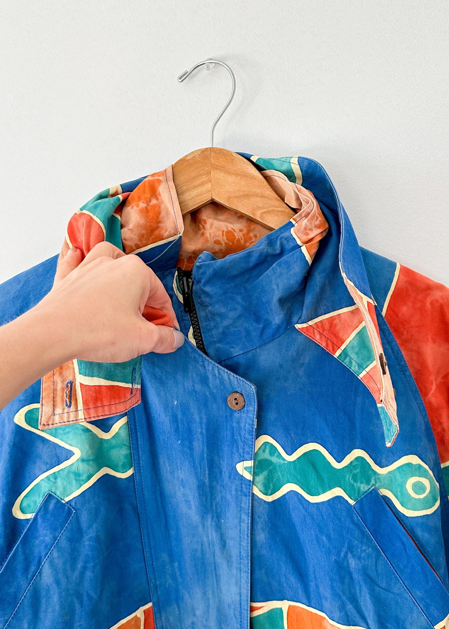 Vintage 90s Azure Geometric Cocoon Jacket (XL)