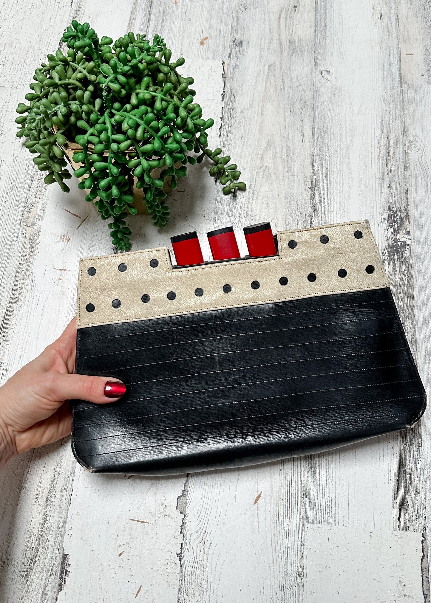 Vintage 80s Steamboat Leather Clutch Purse