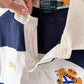 Vintage 90s 00s Polo Ralph Lauren Navy White Striped Crest Rugby Shirt (XL)