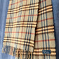 Vintage 90s Burberrys of London 100% Cashmere Olive Blue Nova Check Scarf