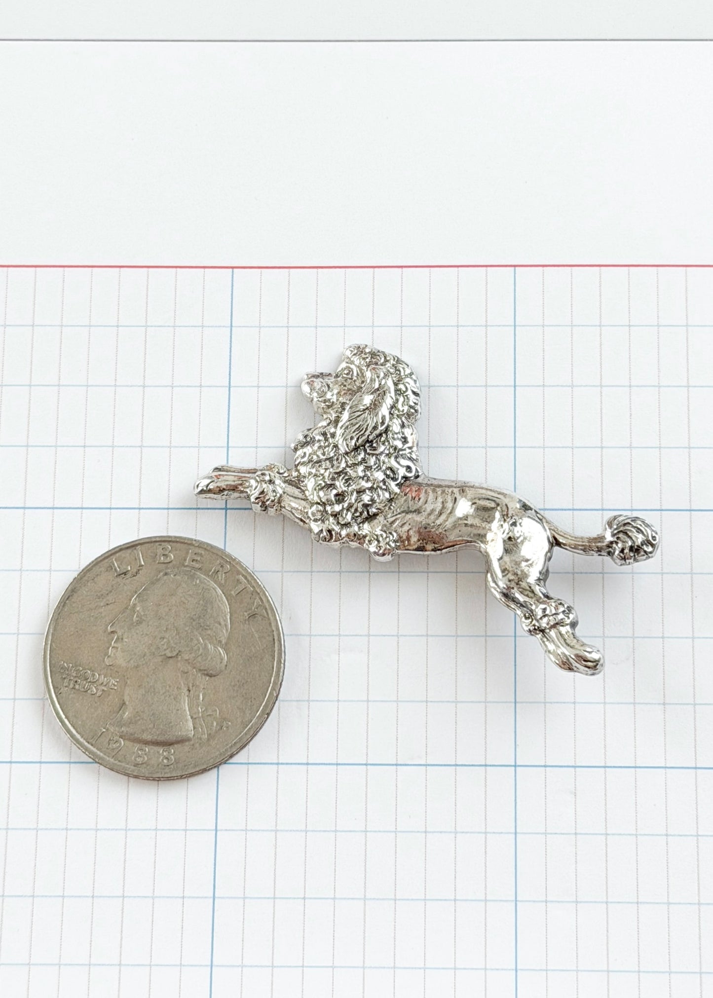 Vintage Beau Sterling Silver Standard Poodle Dog Brooch  Mid-Century Animal Pin