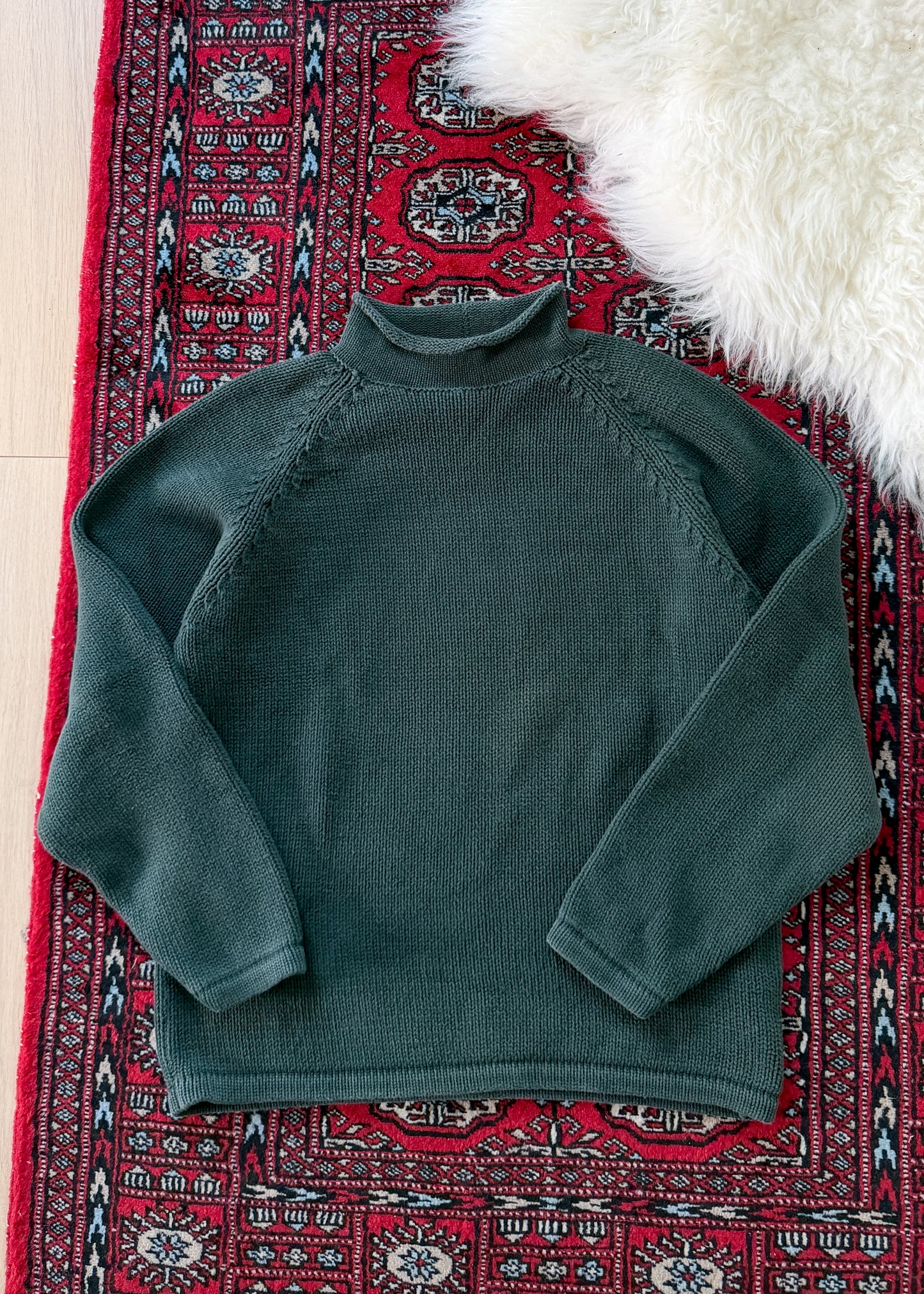 J.Crew 1988 Rollneck Heavy Cotton Pullover Sweater in Dark Green (L)