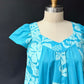 Vintage 70s Liberty House Hawaii Blue Tropical Floral Muumuu Maxi Dress l Hostess Gown (S/M)
