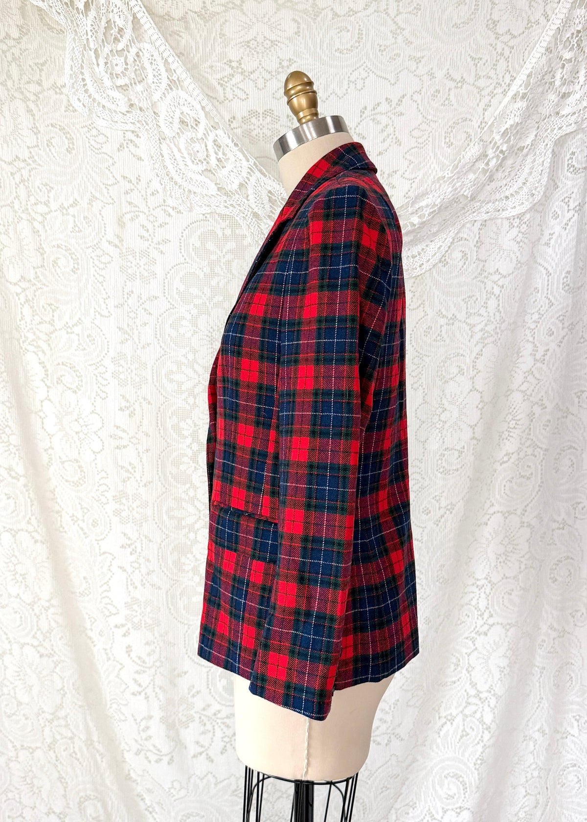 Vintage Pendleton Red Tartan Plaid Pure Virgin Wool Blazer Made in USA