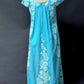 Vintage 70s Liberty House Hawaii Blue Tropical Floral Muumuu Maxi Dress l Hostess Gown (S/M)
