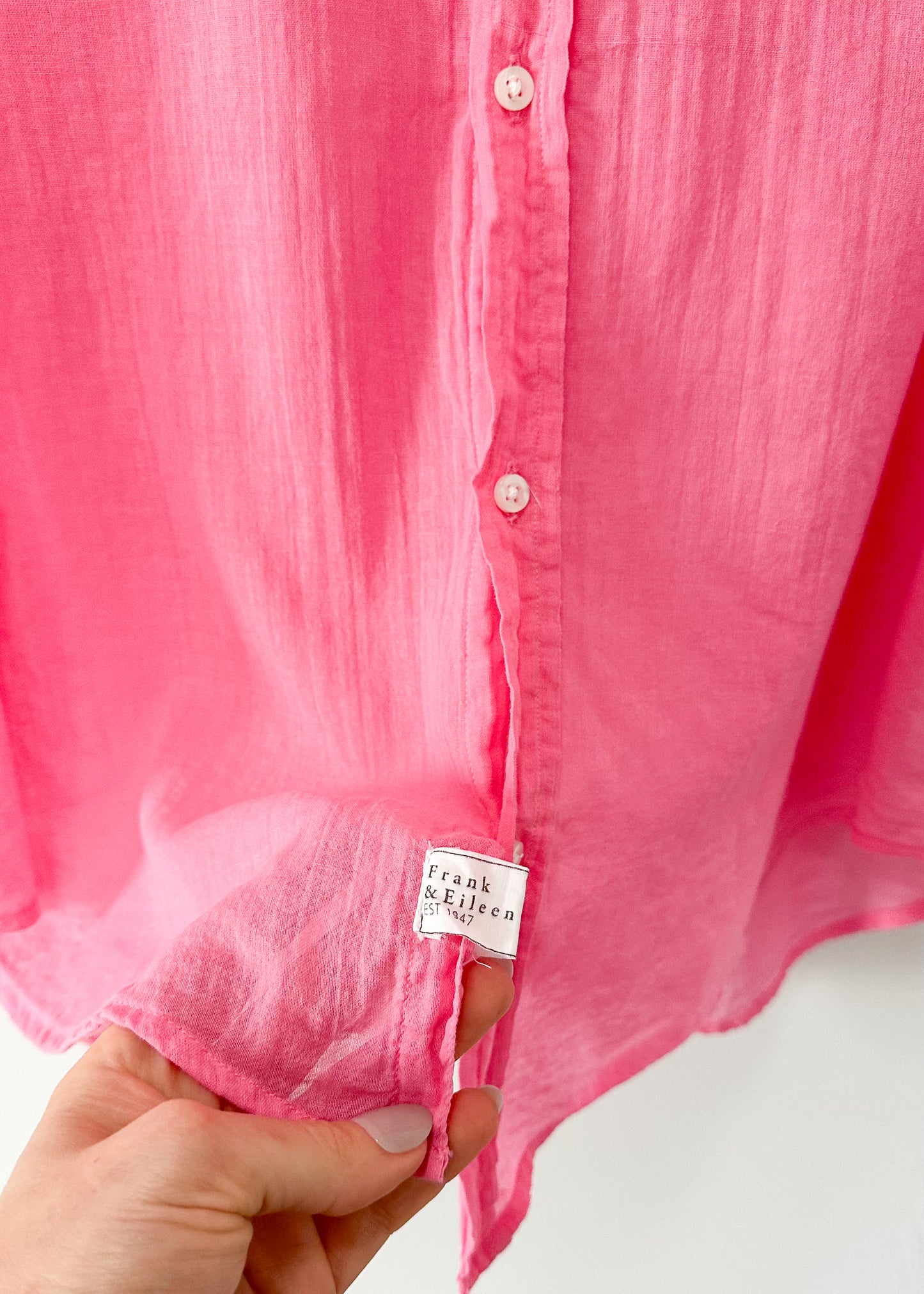 NEW Frank & Eileen Featherweight Pink Cotton Button Down Shirt (L)