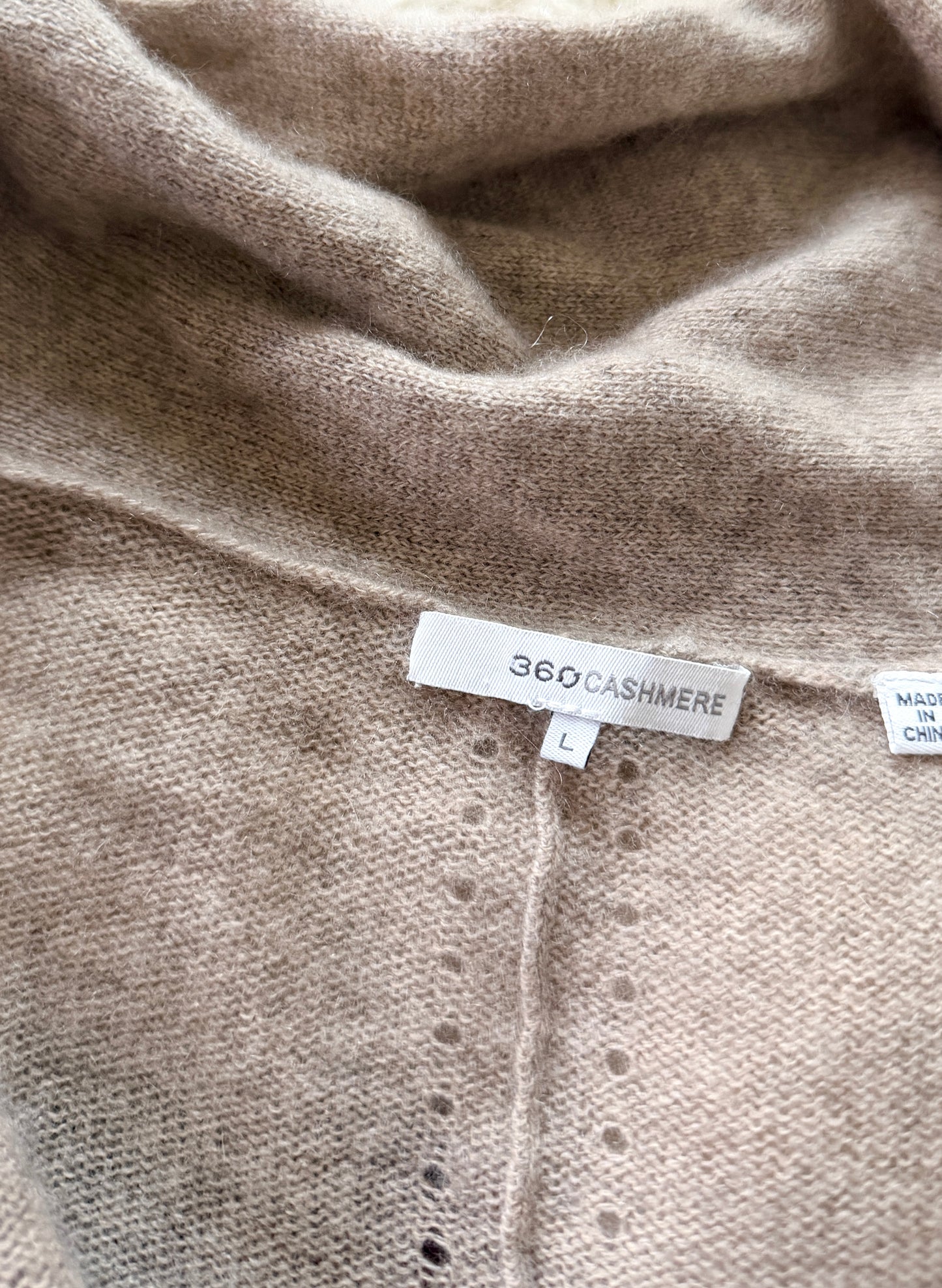360 Cashmere Light Brown Tan Long Cardigan (L)