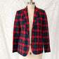 Vintage Pendleton Red Tartan Plaid Pure Virgin Wool Blazer Made in USA