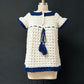 Vintage 70s Hand Knit Crochet Babydoll Top (S)