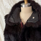 Vintage Andrew Marc Dark Brown New Zealand Opossum Fur & Leather Moto Style Vest