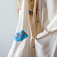 Vintage 80s Jack Mulqueen Cream Silk Fish Print Top Skirt Set