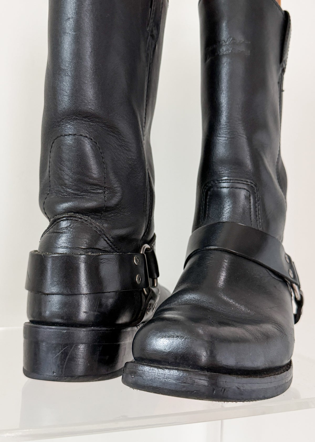 Harley-Davidson Black Leather Harness Motorcycle Biker Boots (men’s 9 US)
