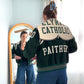 Vintage 70s Elyria Catholic Panthers Green Varsity Lettermen Jacket (S)