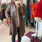 R + O Chestnut Brown Leather Mid Length Tailored Jacket (M)