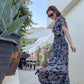 Cinq à Sept Kris Chiffon Dress in Raven Paisley Navy Blue Chiffon Smocked Maxi