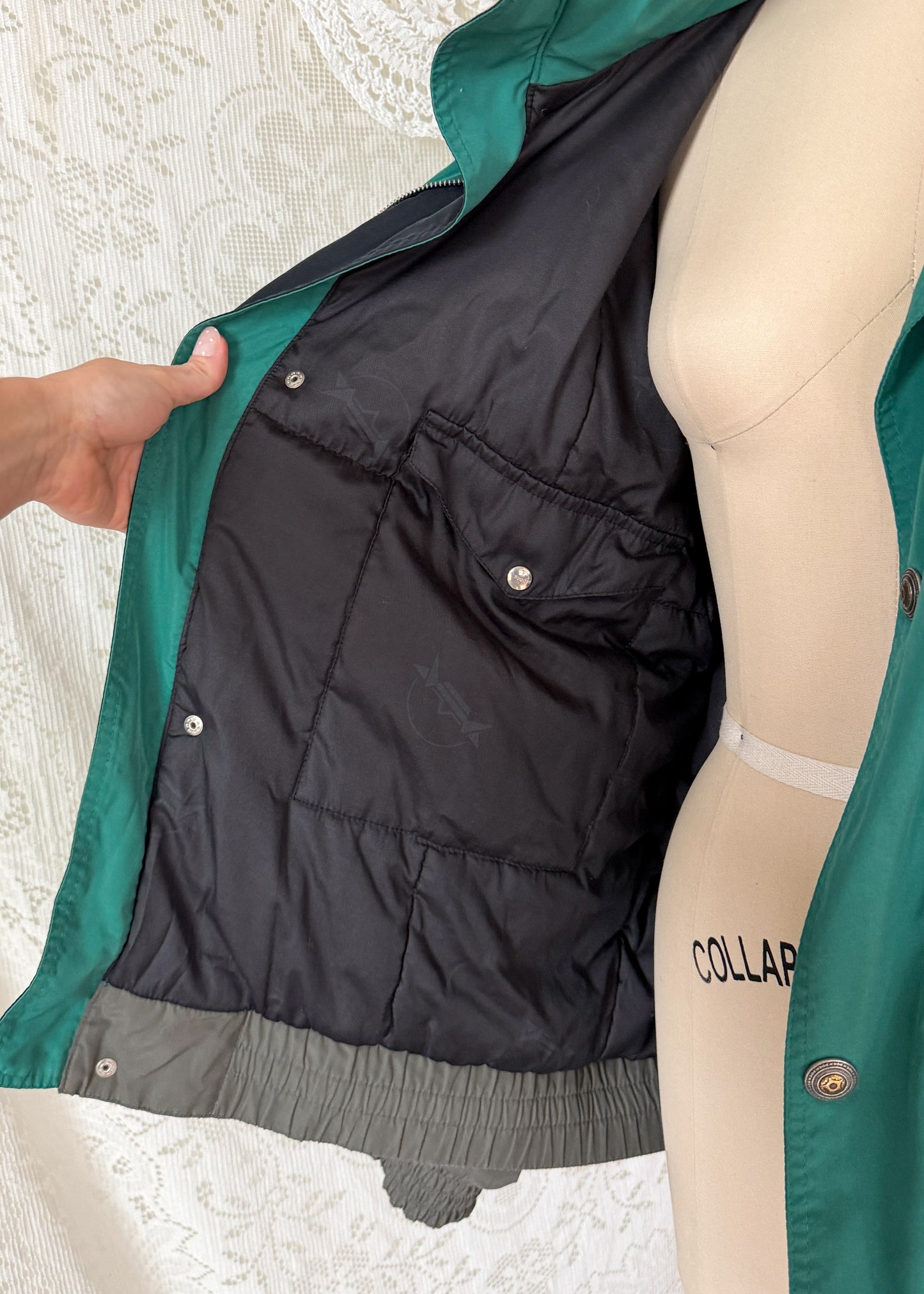 Vintage 80s Bogner Teal Gray Winter Ski Jacket (XL)