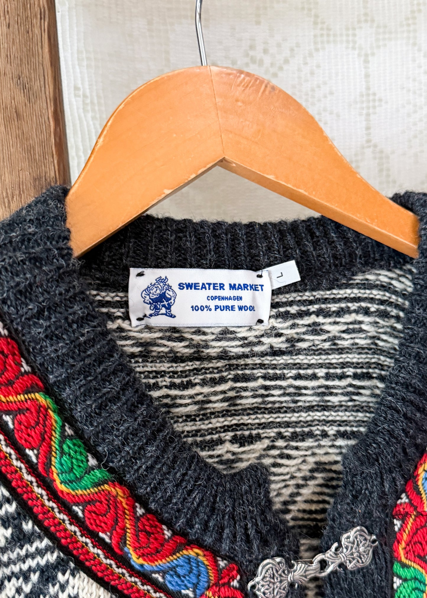 Vintage 90s Sweater Market Copenhagen Fair Isle Nordic Cardigan Sweater (L)