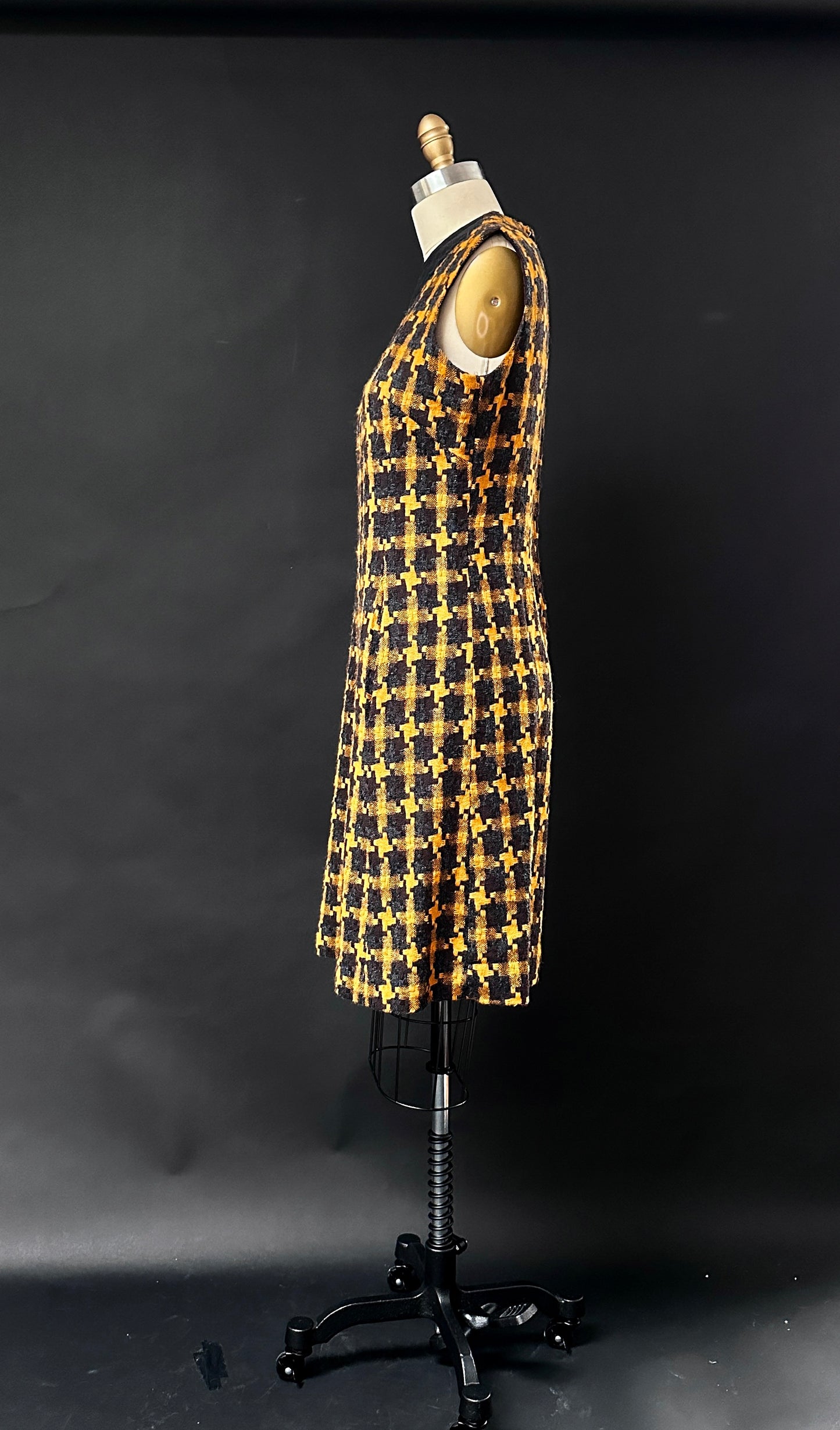 Vintage 60s Kenny Classics Golden Yellow Check Sheath Dress