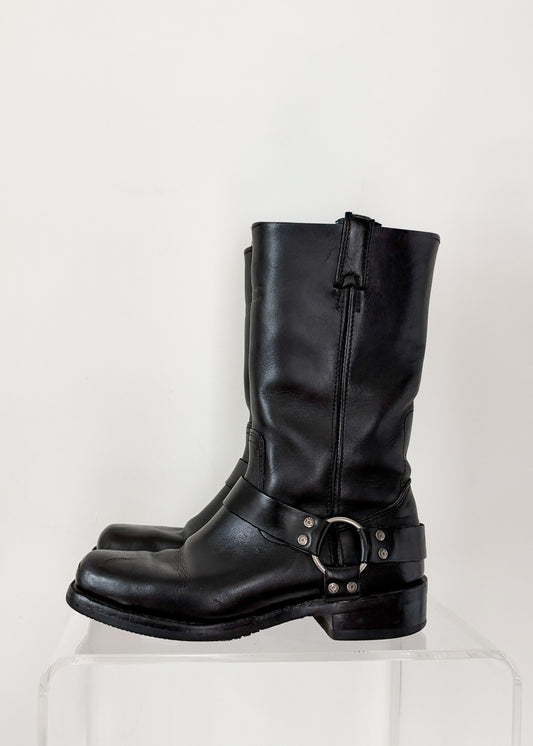 Harley-Davidson Black Leather Harness Motorcycle Biker Boots (men’s 9 US)